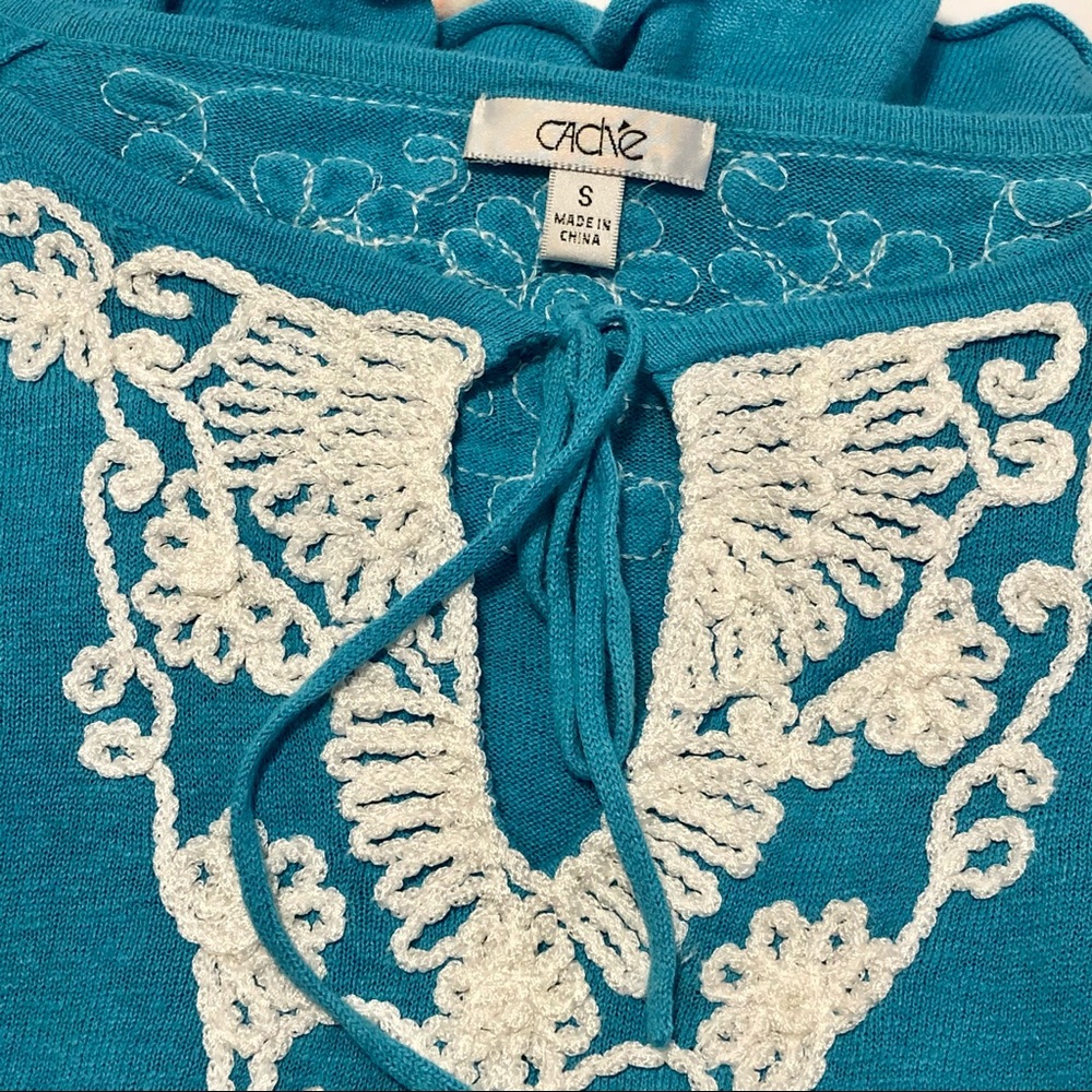 Cache Stunning Bright Turquoise Top Small - image 6